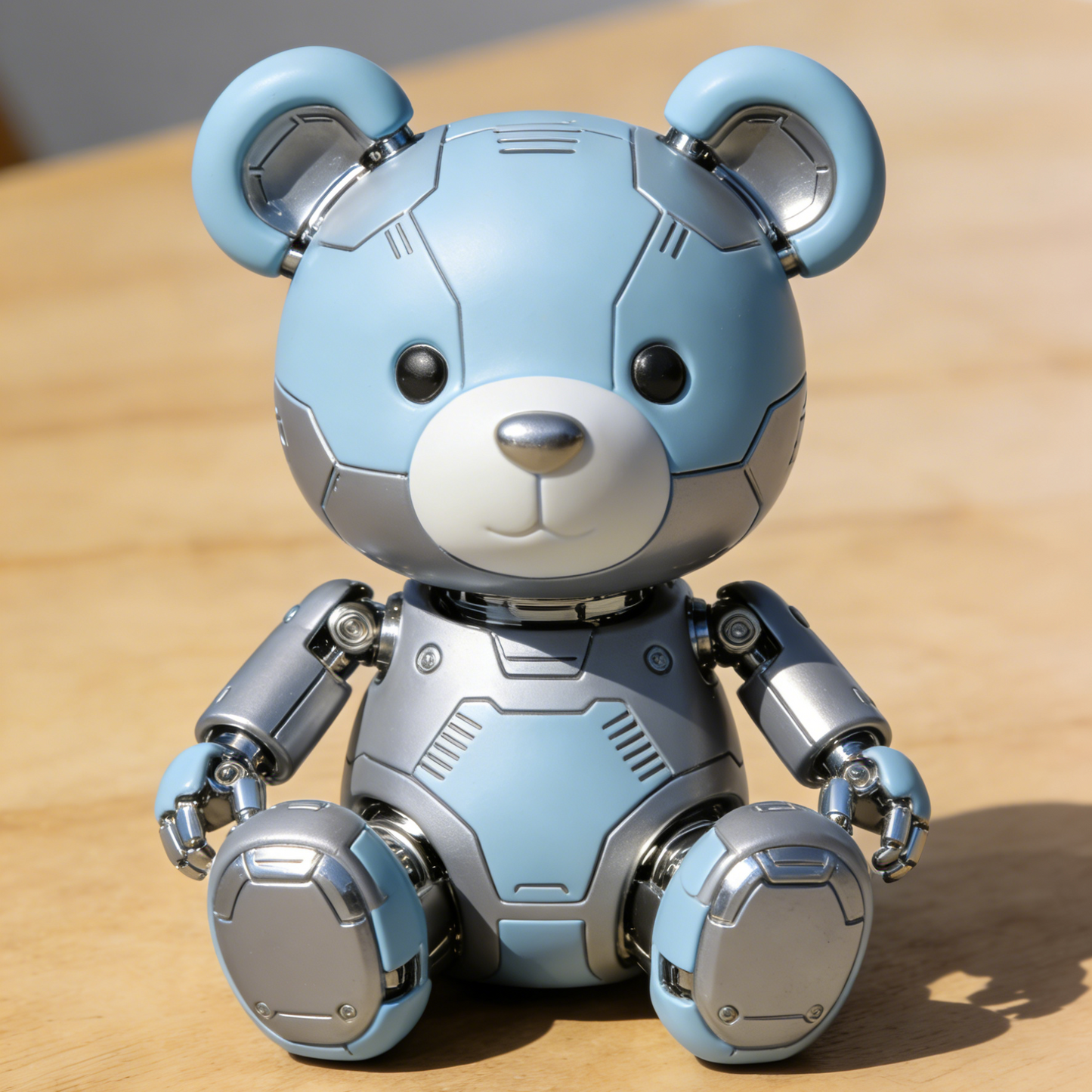 Mechanical Bear Robot Figurine - Cyberpunk Teddy Bear Desk Decor with Metallic Accents