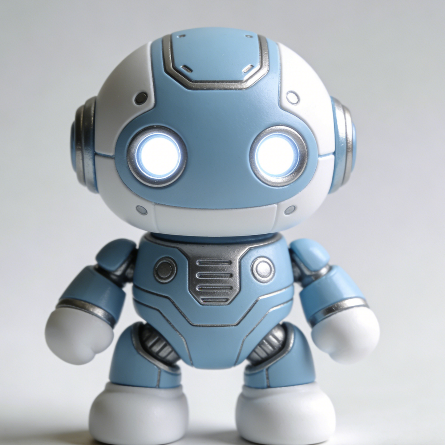 LED Eye Robot Figurine - Light-Up Cyberpunk Desk Decor with Glowing Eyes