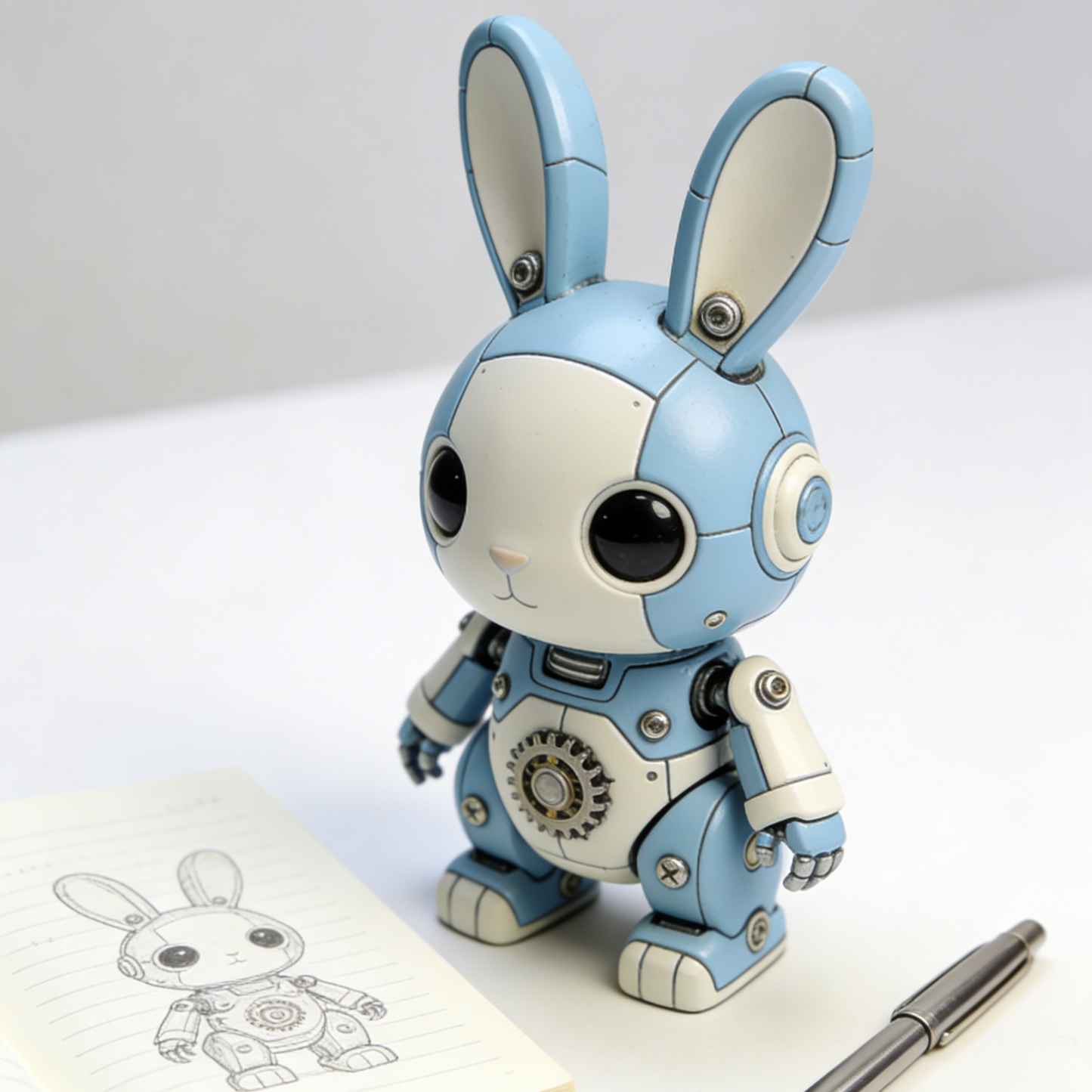Mechanical Bunny Robot Figurine - Steampunk Gear Accent Desk Decor for Sci-Fi & Bunny Lovers