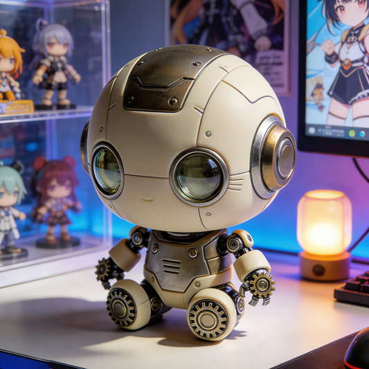 Vintage Mechanical Sphere Robot Figurine - Steampunk Gear Desk Decor with Antique Finish